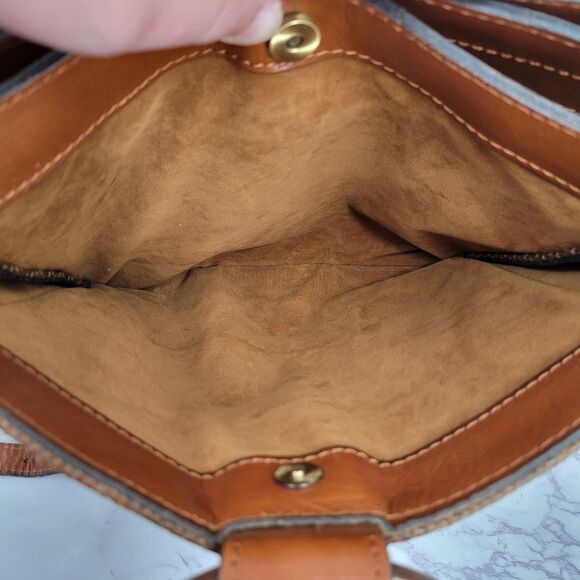 Patricia Nash Mariola Raffia Tote Bag in Tobacco Brown Woven Handbag Crossbody - Picture 9 of 13